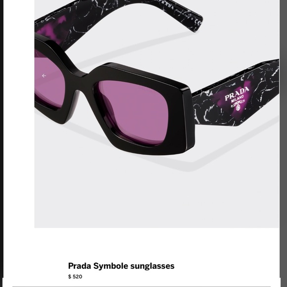 PRADA COLORFUL COLLECTION WITH THE ICONIC TRIANGLE LOGO VIOLET MIRROR LENS - Picture 8 of 16